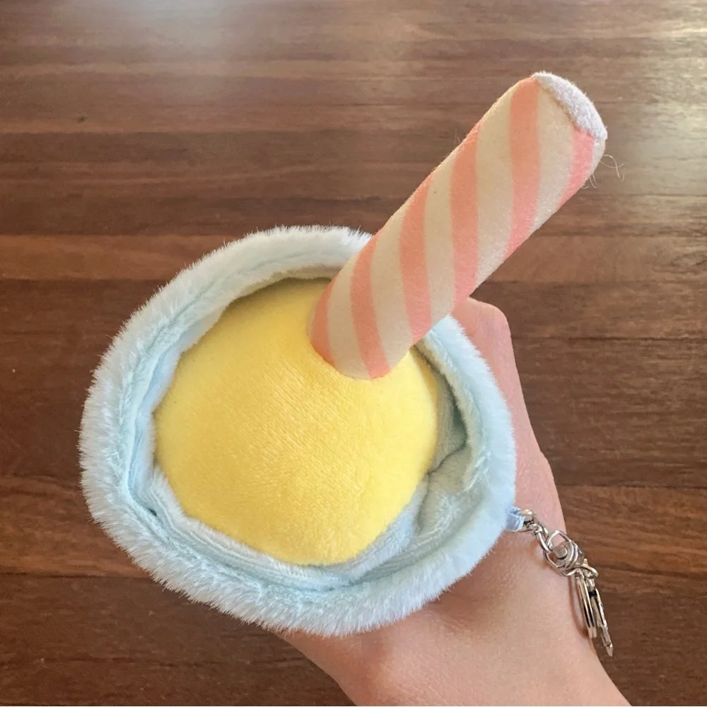Cute Lemonade Plush Keychain Kawaii Fruit Charm Soft Mini Plush Bag Accessory